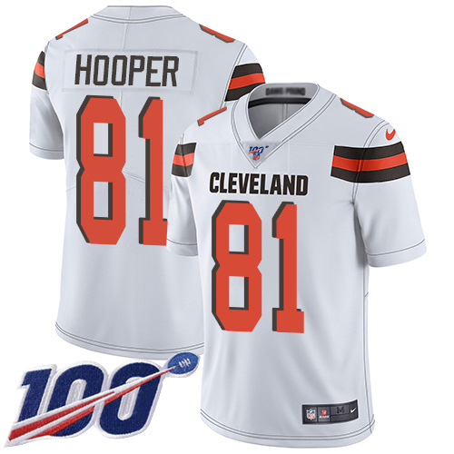 Nike Browns #81 Austin Hooper White Youth Stitched NFL 100th Season Vapor Untouchable Limited Jersey